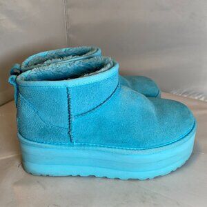 UGG Classic Ultra Mini Platform Summer Sky Suede Boots 7